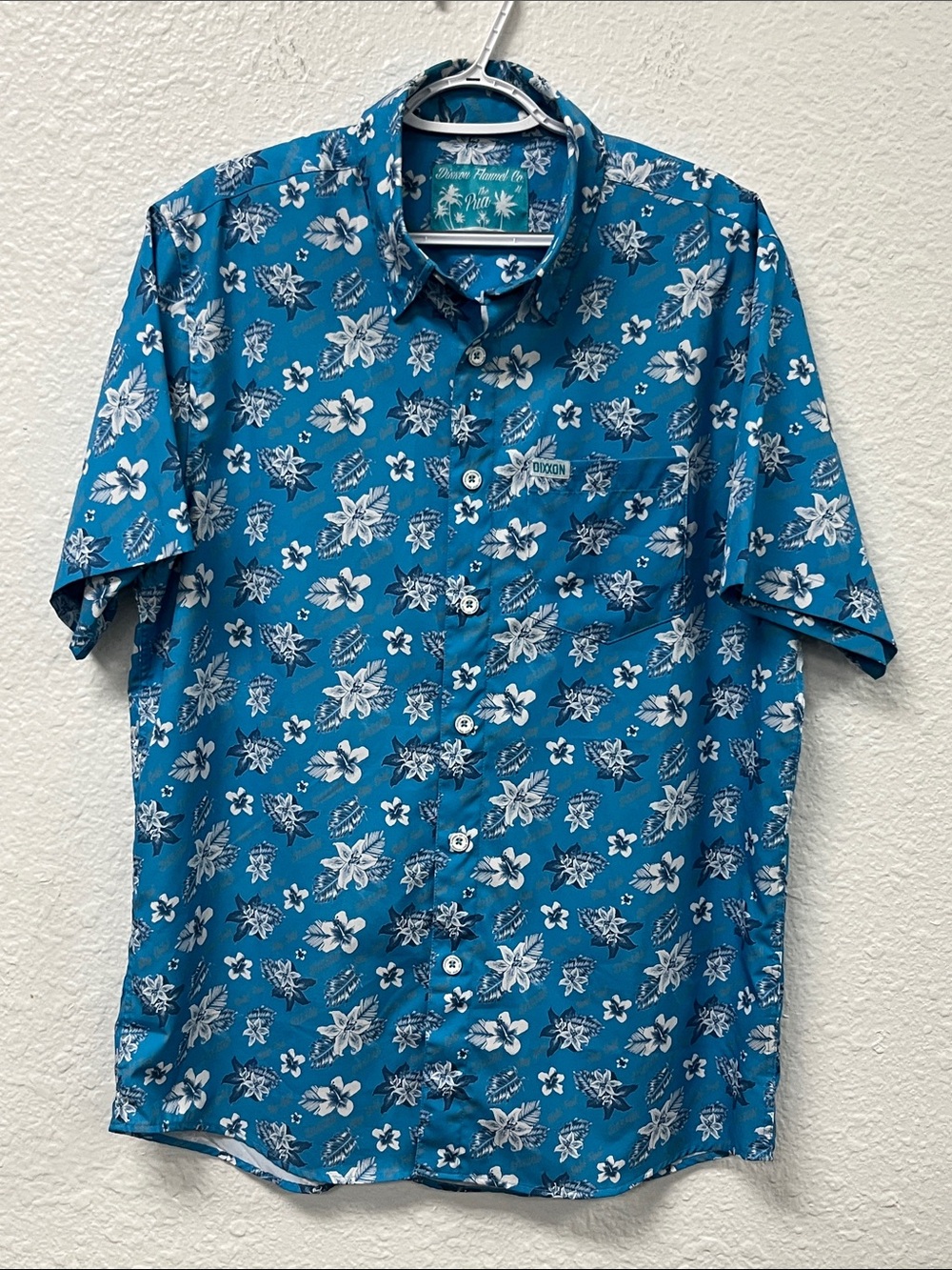 DIXXON The Pua Teal Blue Floral Short-Sleeve Button-Down Shirt
#1188
